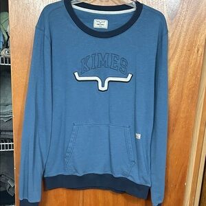 Kimes Ranch Blue Pullover  Sweatshirt with Navy Trim women’s large